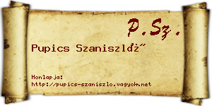 Pupics Szaniszló névjegykártya